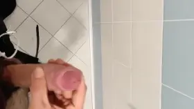 ops, daddy makes a mess on office's bathroom