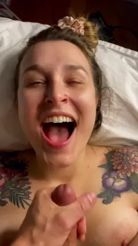 Can you tell how much I love his cum on my face?