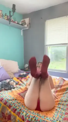 Just being cute with my tiny tits and knee highs <3