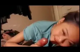 Cute Asian Teen Sucks Cock