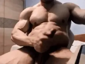 Massive Muscle Horny European Bodybuilder Strokes His Powerful Dick