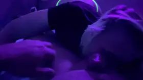 giving him a view while he gets a tongue massage.