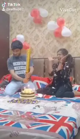 🔥🥰Cute Desi GF Enjoying her BDay😋 Checkout what happened after all guests were gone😋
