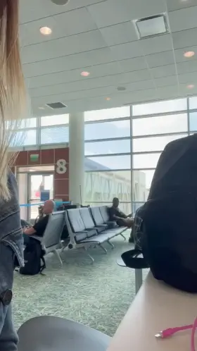 I work at an airport and saw this milf alone waiting at the gate for a flight to Miami. As soon as no one was looking I took over and got familiar with her.