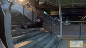 Flashing my boobs by the street at night!