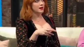 Christina Hendricks showing off her massive tits on live TV