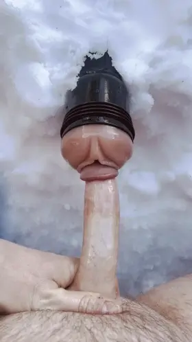 Fleshlight cumshot in the snow