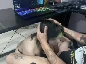 He couldn’t focus on the game so he grabbed my head and face fucked me