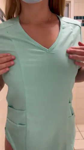 Decided not to wear a bra under my scrubs today
