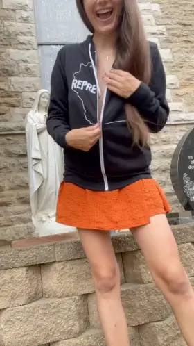 Just a Wisconsin girl plugged outside of church [crosspost]