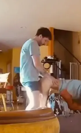 Taking care of my younger brother, he had a limp after