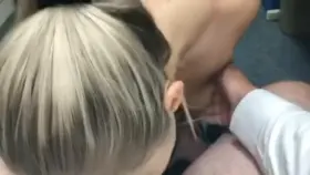 Slapping my Sugarbabys tits while she sucks me off