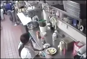 Restaurant Employee Sticks a Hot Dog into Her Pussy, Then Serves it to a Customer