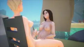 Handjob at the beach - pregnant girl to futa [Monolith Bay]