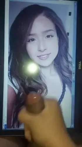 Covering Pokimane in cum