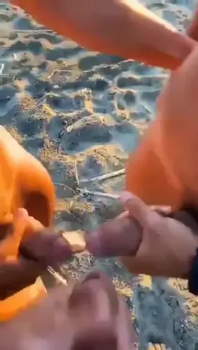 3 boys blew a load on the beach