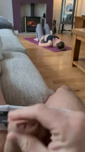 Not my most pleasurable cum moment, Still did my yoga like a champ :)