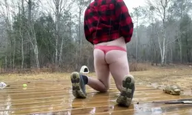Showing my ass in the cold rain!