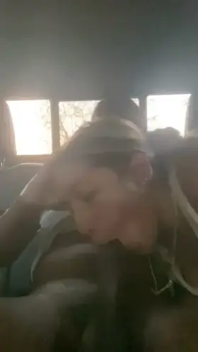 Latina deepthroats in the back of the car