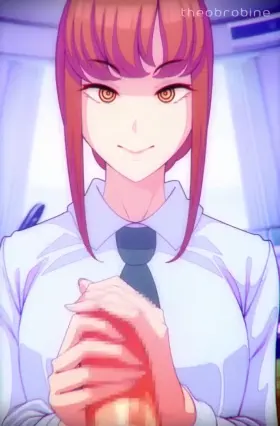 Makima giving a handjob