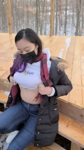 Bend me over the deck and fill me up until it drops down my thighs