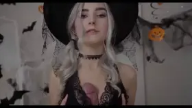 Sexy little witch tittyfucks on Halloween day