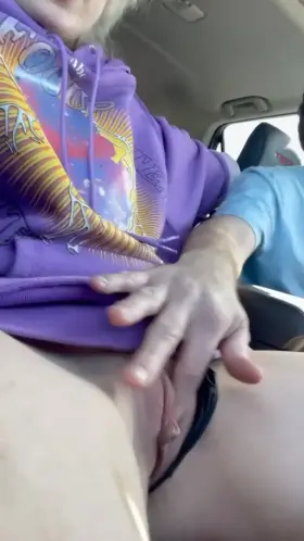 Daddy got me all ready for our friends on the drive over!