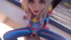 Sia Siberia Cosplays as Captain Marvel and Fucks in an Elevator