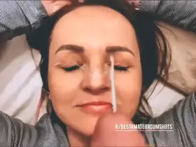 Amateur Brunette Takes Two Happy Facials, just the way they ought to Be 👌