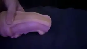 Teasing a toy and watching my cock expand it