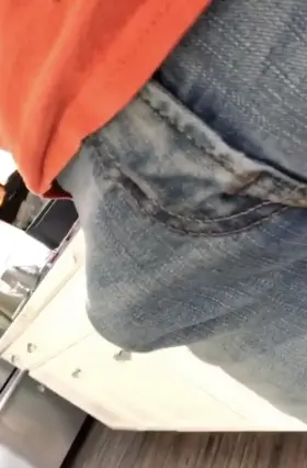 Huge fat cock print in my jeans 👖🍆