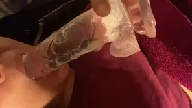 Sucking on this new toy before trying it out