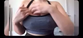 Jaw on the floor 🥵 blonde sportsbra reveal