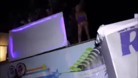 On stage with no panties