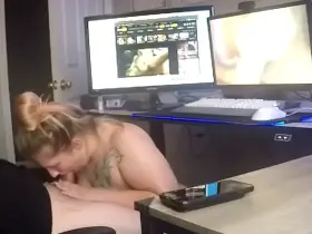 Blowing him while he watches my older sister blow him