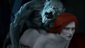 Triss doggy with Watcher [The Witcher, Metro] (whitetentaclesfm)