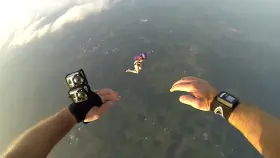 Maybe if she flaps fast enough she won't need the parachute