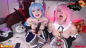 Rem and Ram Ahegao on cam