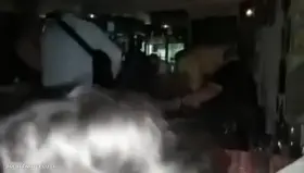 Blowjob And Hanjob Under A Table In A Restaurant Full Of People. Flashing Amateur