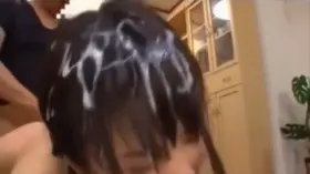 Getting fucked with cum already in her hair