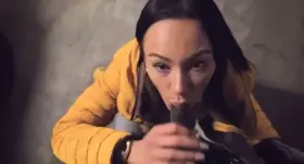 Amateur Tattoo Model Izzy White Sucking Dick in Parking Lot