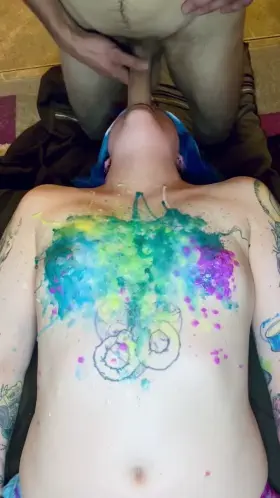 He decided my wax covered chest need some cum too. [f]+[m]