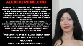 Hotkinkyjo insert long dildo deep in her ass, belly bulge &amp; anal prolapse