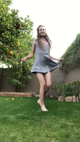 Dressing up in the backyard is so fun hehe I hope the neighbors enjoy