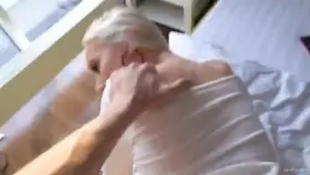 Sexy blonde moans loudly while being fucked doggy style