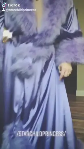 Showing off my new boujee af robe, soft legs, thigh tattoos, gigantic tits, and very plush pussy....