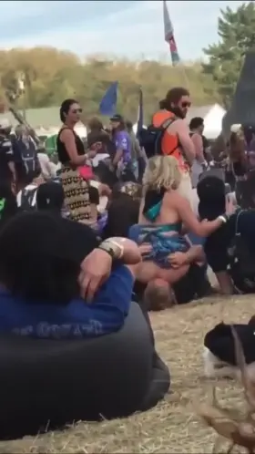 Not a Fuck Given as She Face Sits a Couple of Guys as The Crowd Watches