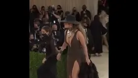 In slit dress at Met Gala