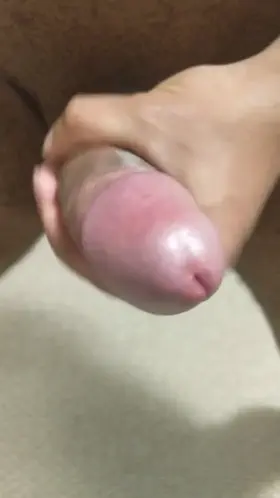 Stroking my thick and curved cock