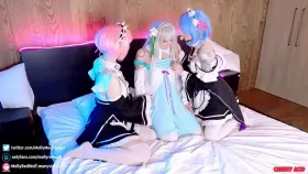 Rem Ram and Emilia lesbian threesome (MollyRedWolf Zirael Rem)[Re Zero]